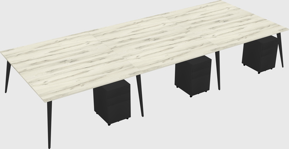 Shared rectangular office desk system