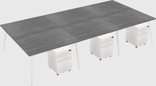 Shared rectangular office desk system