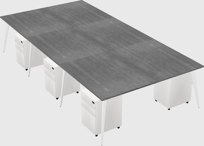 Shared rectangular office desk system