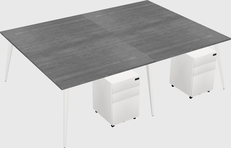Shared rectangular office desk system