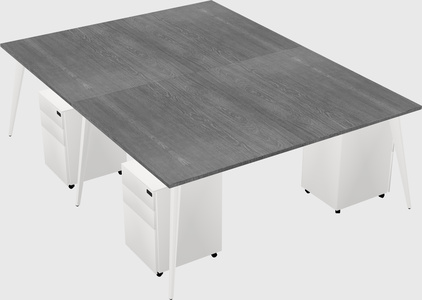 Shared rectangular office desk system