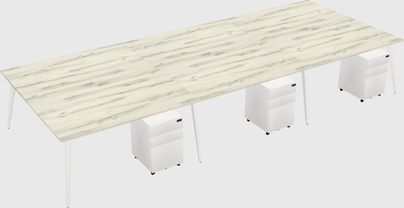 Shared rectangular office desk system
