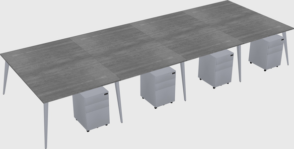 Shared rectangular office desk system