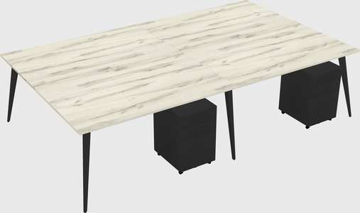 Shared rectangular office desk system