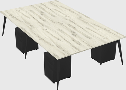 Shared rectangular office desk system