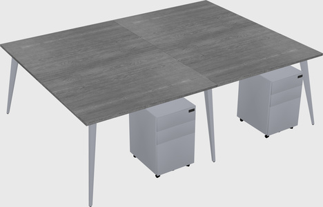 Shared rectangular office desk system