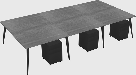 Shared rectangular office desk system