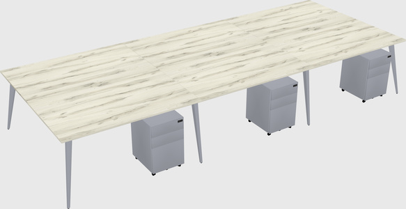 Shared rectangular office desk system