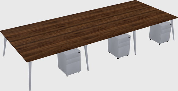 Shared rectangular office desk system