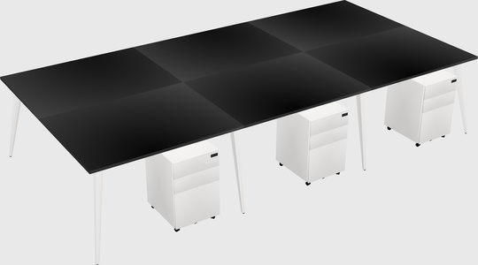 Shared rectangular office desk system