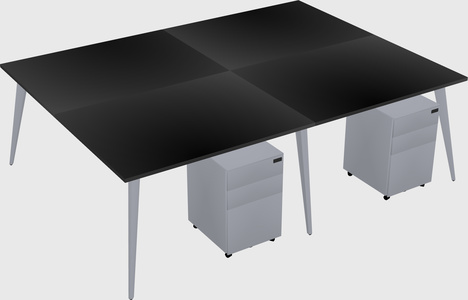 Shared rectangular office desk system