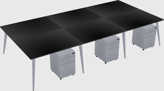 Shared rectangular office desk system