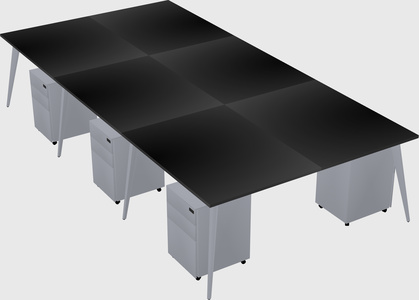 Shared rectangular office desk system