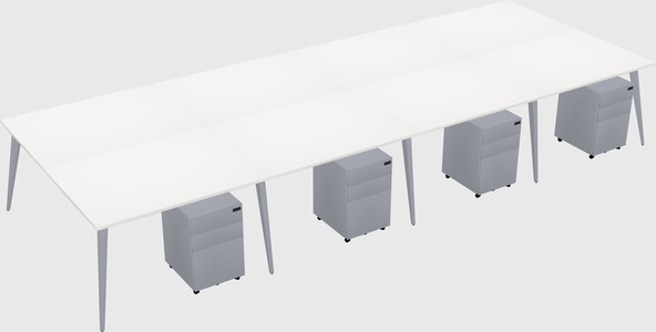 Shared rectangular office desk system