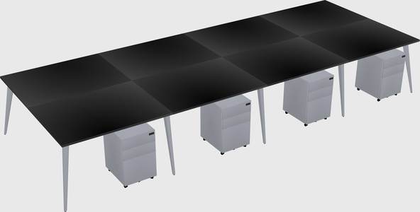 Shared rectangular office desk system