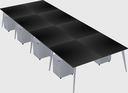 Shared rectangular office desk system