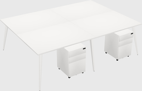 Shared rectangular office desk system