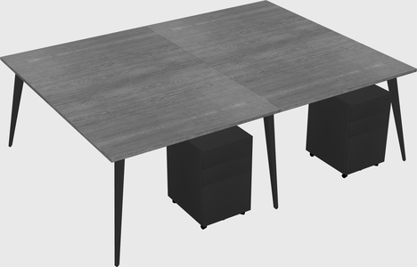 Shared rectangular office desk system