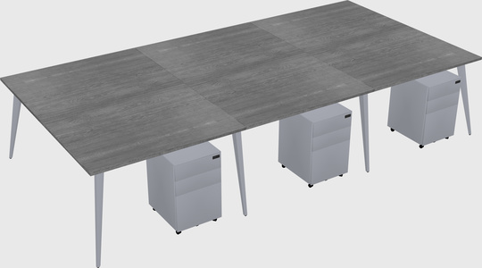 Shared rectangular office desk system