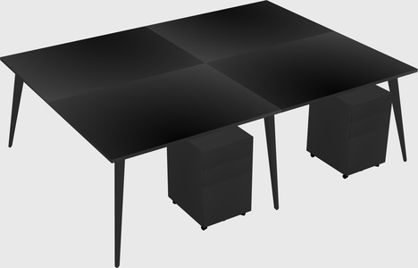 Shared rectangular office desk system