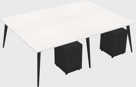 Shared rectangular office desk system