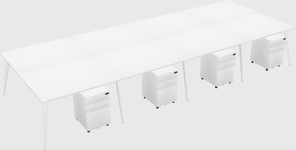 Shared rectangular office desk system