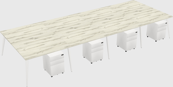 Shared rectangular office desk system