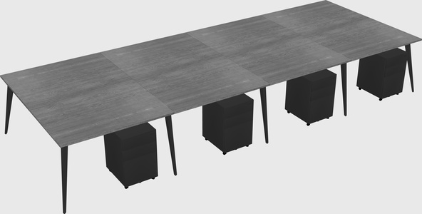 Shared rectangular office desk system