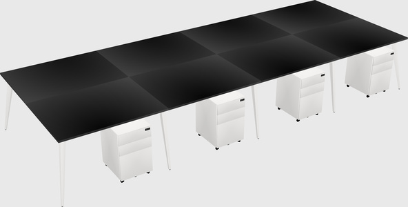 Shared rectangular office desk system