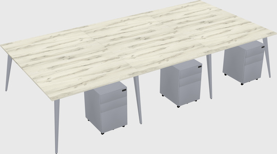 Shared rectangular office desk system