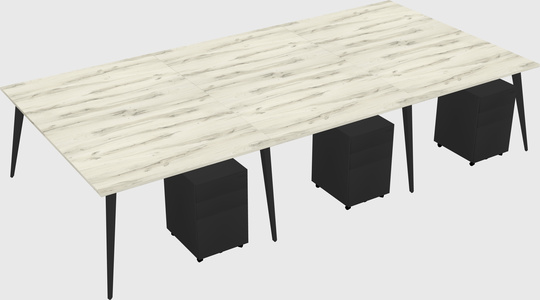 Shared rectangular office desk system