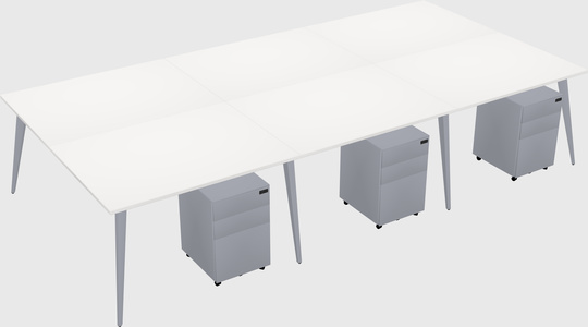 Shared rectangular office desk system