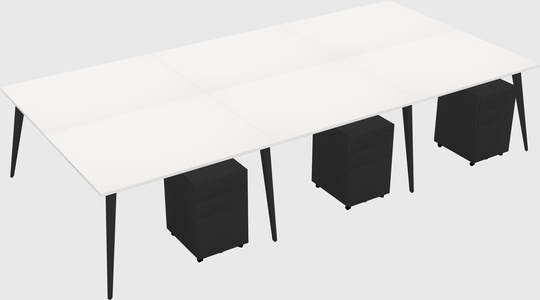 Shared rectangular office desk system