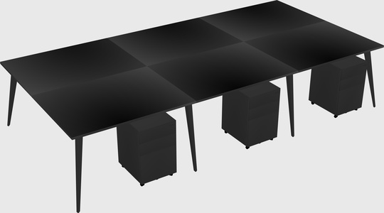 Shared rectangular office desk system