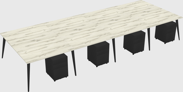 Shared rectangular office desk system