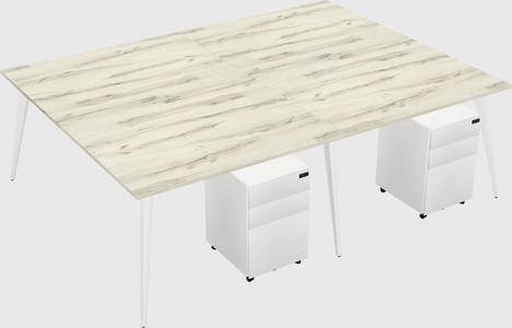 Shared rectangular office desk system