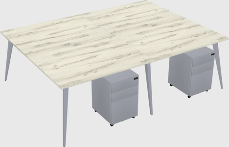 Shared rectangular office desk system