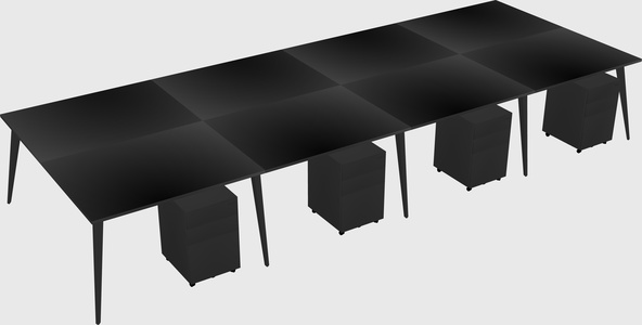 Shared rectangular office desk system