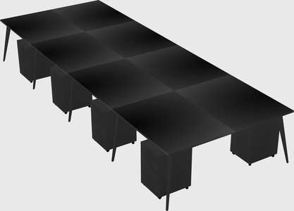 Shared rectangular office desk system