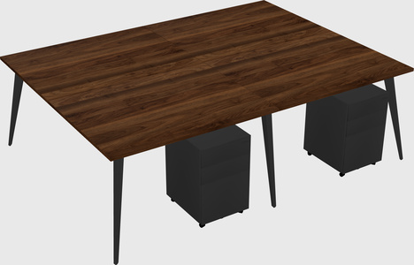 Shared rectangular office desk system