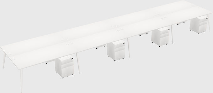 Shared rectangular office desk system