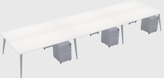 Shared rectangular office desk system