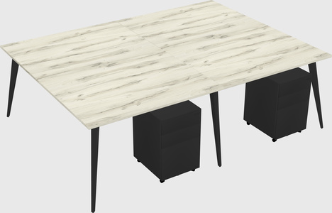 Shared rectangular office desk system