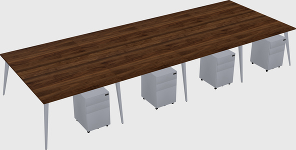 Shared rectangular office desk system