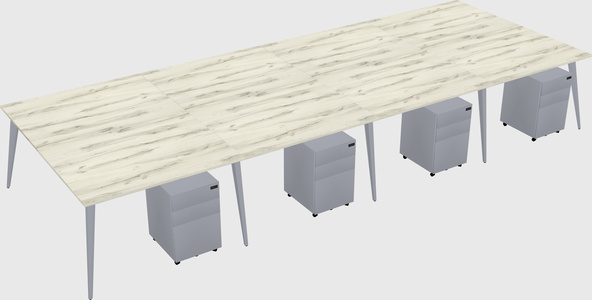 Shared rectangular office desk system