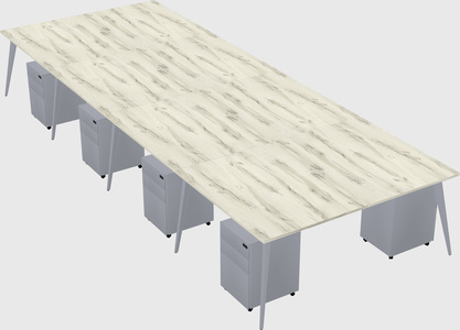 Shared rectangular office desk system