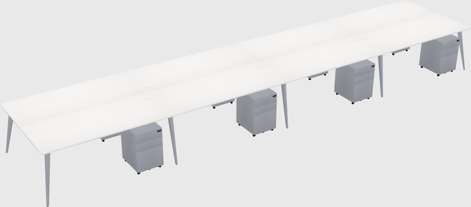 Shared rectangular office desk system