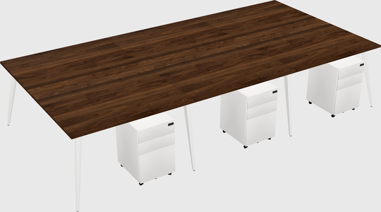 Shared rectangular office desk system