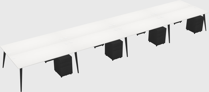 Shared rectangular office desk system