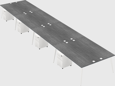 Shared rectangular office desk system